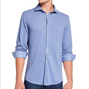 Fedeli Men's Long-Sleeve Cotton Pique Shirt